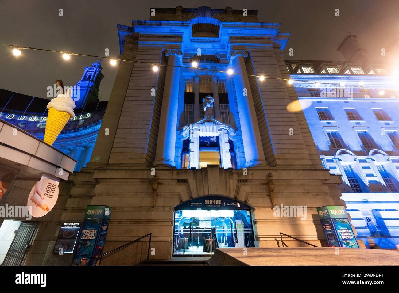 Le Sea Life London Aquarium est situé au rez-de-chaussée du County Hall sur la rive sud de la Tamise, dans le centre de Londres Banque D'Images