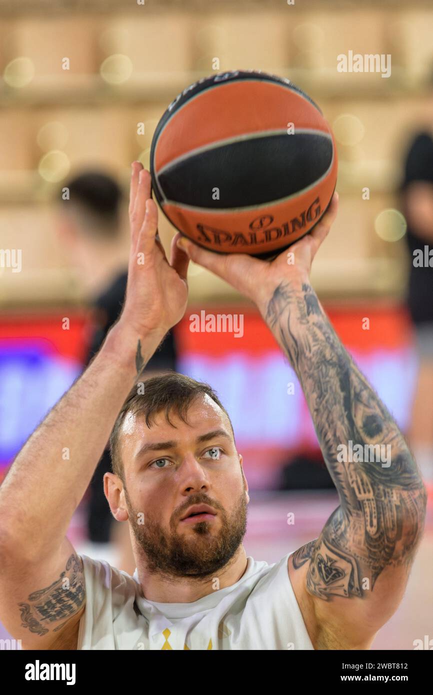 Le joueur monégasque #20 Donatas Motiejunas est en action lors du match de l'Euroleague entre L'AS Monaco et l'équipe espagnole Baskonia Vitoria-Gasteiz à la salle Gaston-Medecin à Monaco le 09 janvier 2023. Photo de Laurent Coust/ABACAPRESS.COM Banque D'Images