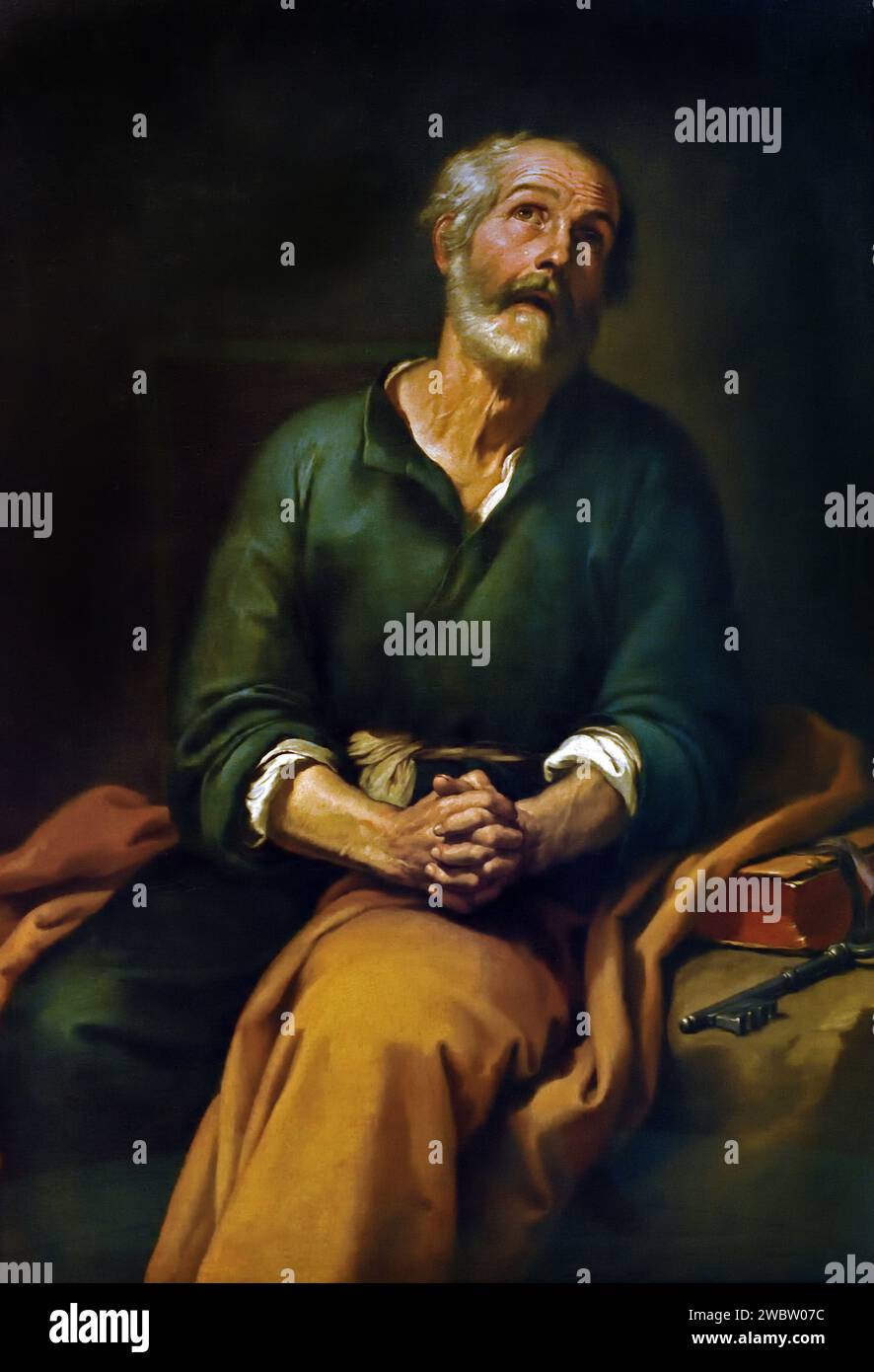 Saint Pierre en larmes 1650-1655 par Bartolome Esteban Murillo 1617-1782 Espagne peintre baroque espagnol Banque D'Images