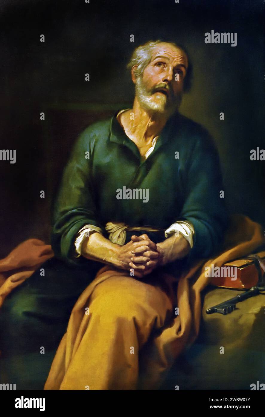Saint Pierre en larmes 1650-1655 par Bartolome Esteban Murillo 1617-1782 Espagne peintre baroque espagnol Banque D'Images