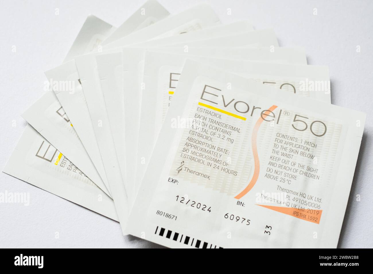 Traitement hormonal substitutif : Evorel 50 (estradiol) Banque D'Images