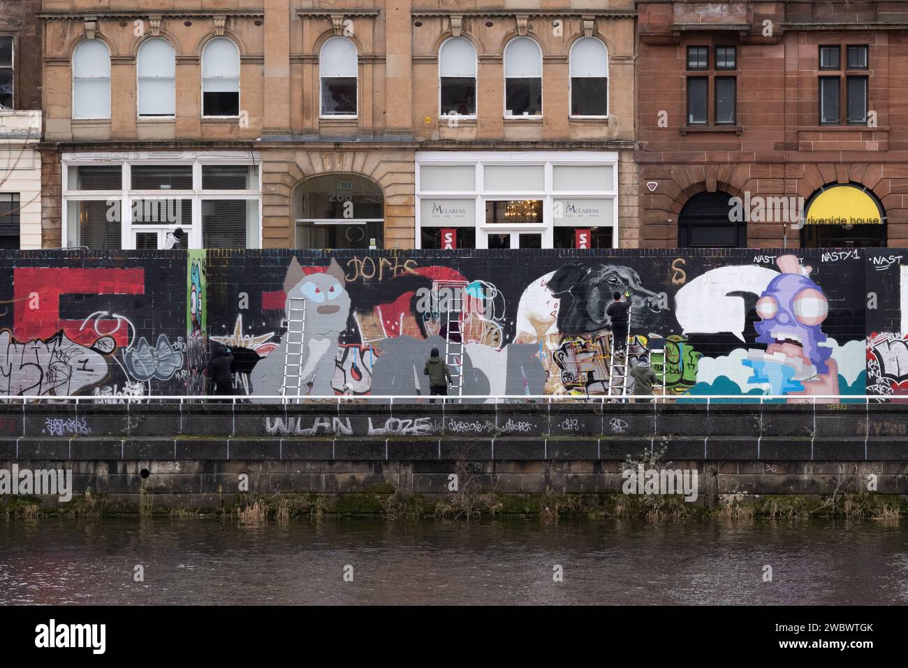 Legal Graffiti Wall Trial, Custom House Quay, Glasgow, Écosse, Royaume-Uni Banque D'Images