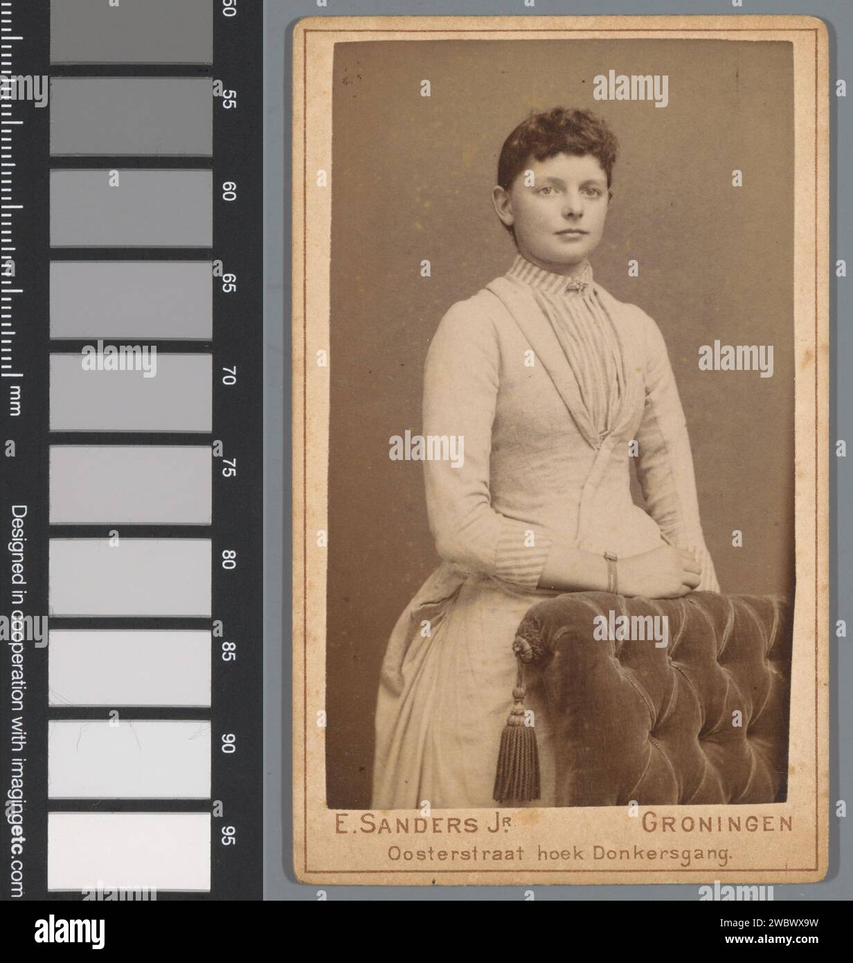 Portrait d'Antje Bouman, Elkan Sanders Jr., 1886 - 1891 Photographie. Carte de visite papier Groningen (province). Carton albumen print personnes historiques - BB - femme Banque D'Images