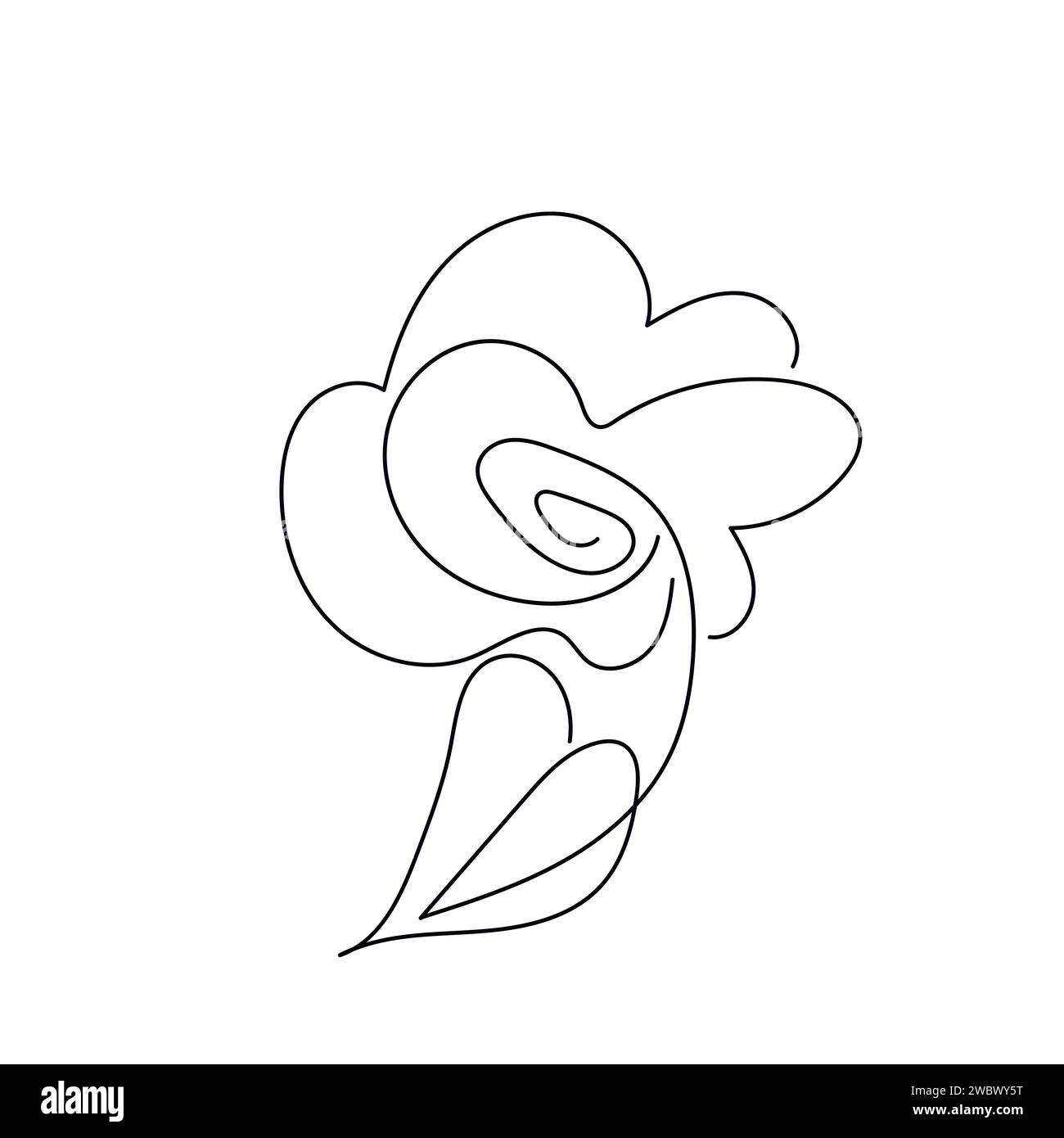 Ligne d'art silhouette florale. Fleurs en ligne continue. Bordure avec fleur tropicale. Esquisse linéaire noire minimaliste. Vecteur tendance Illustration de Vecteur