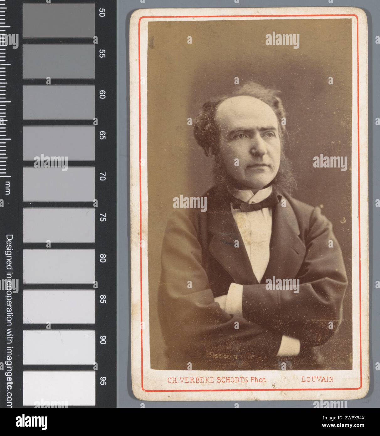 Portrait d'un homme inconnu, CH. Verbeke -Schodts, 1856 - 1876 Photographie. Carte de visite papier Louvain. papier blanc en carton personnes historiques. homme adulte. favoris Banque D'Images