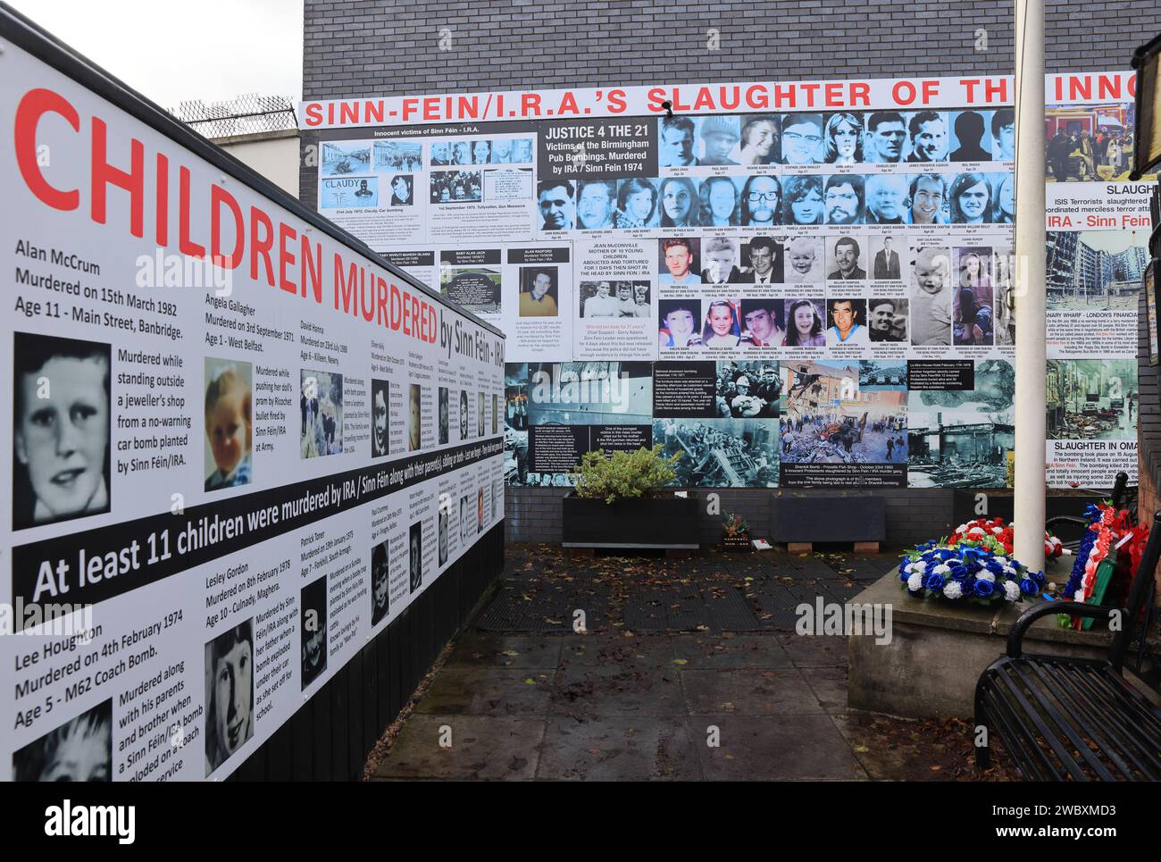 Photos de loyalistes tués par le Sinn Fein pendant les troubles, dans la partie Shankill de Belfast, ni, Royaume-Uni Banque D'Images