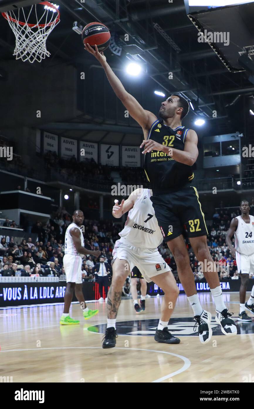 Johannes THIEMANN d'Alba Berlin lors du match de basket-ball de Turkish Airlines Euroleague entre LDLC ASVEL Villeurbanne et Alba Berlin le 12 janvier 2024 à Astroballe à Villeurbanne, France Banque D'Images