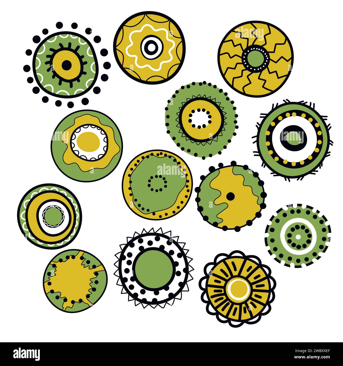 Icône de l'art aborigène géométrique. Décoration ethnique tribale arrondie. Afican, motiph. australien. Peinture de points. Illustration vectorielle, modèle pour Illustration de Vecteur