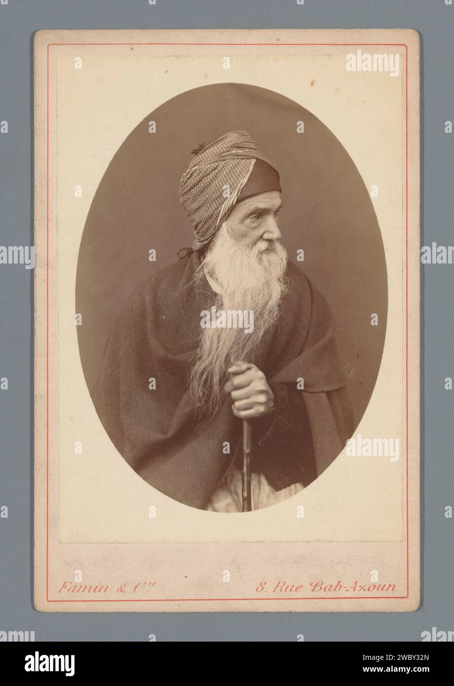 Portrait d'un homme juif inconnu, Famin et Cie., 1863 - 1889 photographie de cabinet Algérie carton. support photographique albumen print personne historique anonyme représentée. Religion et culture juives Algérie Banque D'Images