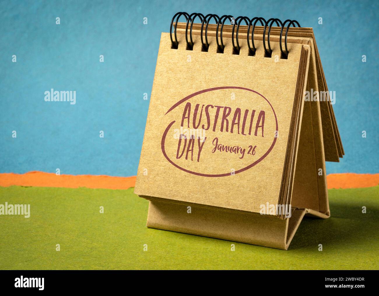 Australia Day, 26 janvier, note de rappel dans un petit calendrier de bureau, célébration nationale australienne Banque D'Images