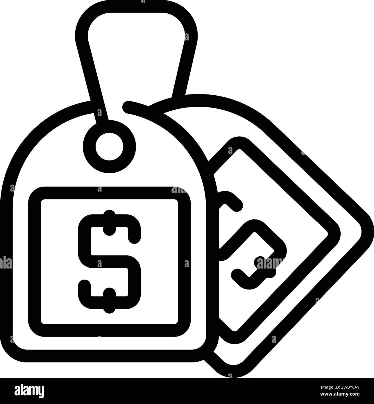 Vecteur de contour d'icône de vente d'étiquette de prix. Marché des chariots pour adultes. Centre commercial Illustration de Vecteur