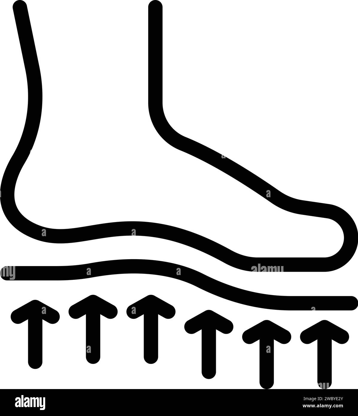 Vecteur de contour de l'icône du talon du pied en relief. Support de semelle de chaussure. Portez le talon Illustration de Vecteur