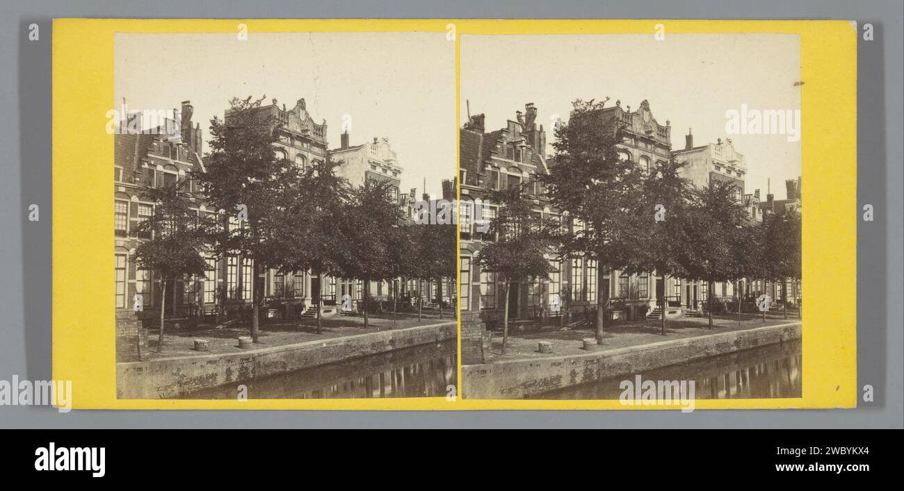 Vue du Herengracht à la Huidenstraat à Amsterdam, Pieter Oosterhuis (possible), Andries Jager (possible), 1860 - 1885 Stereograph Amsterdam Cardboard. Support photographique tirage albumen rue Herengracht Banque D'Images