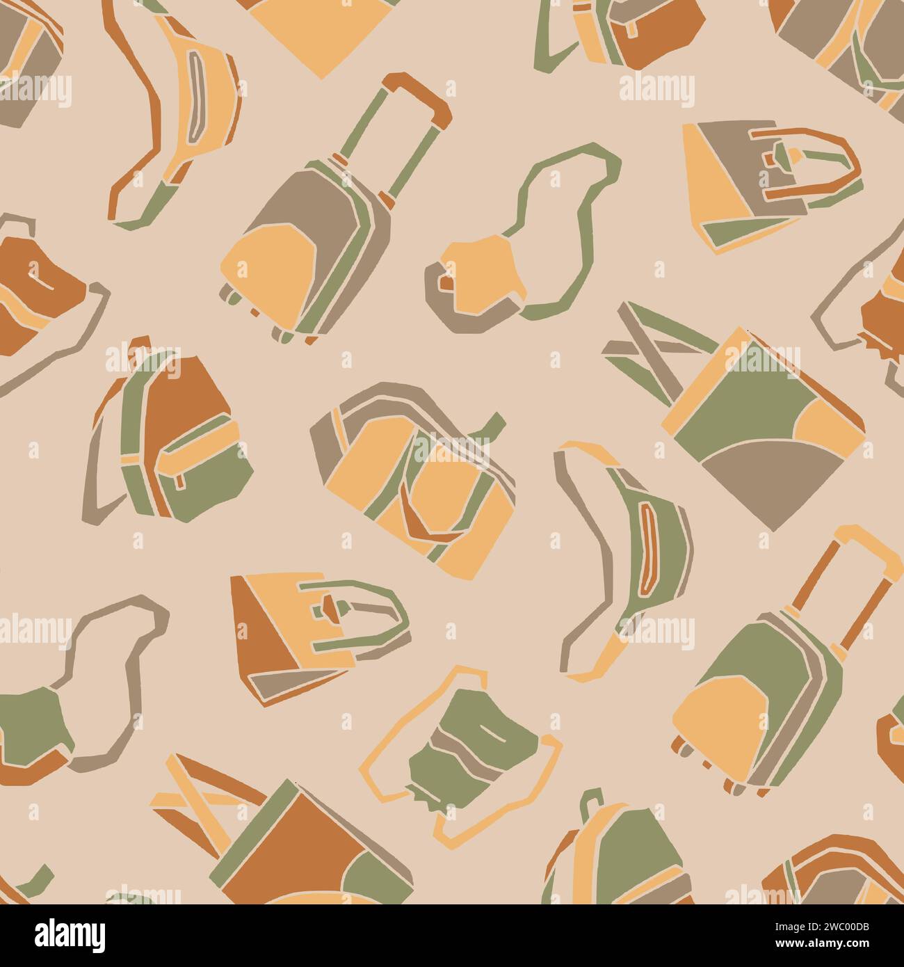 Modèle sans couture de sacs style plat Vector Illustration 3600 x 3600 pixels Illustration de Vecteur