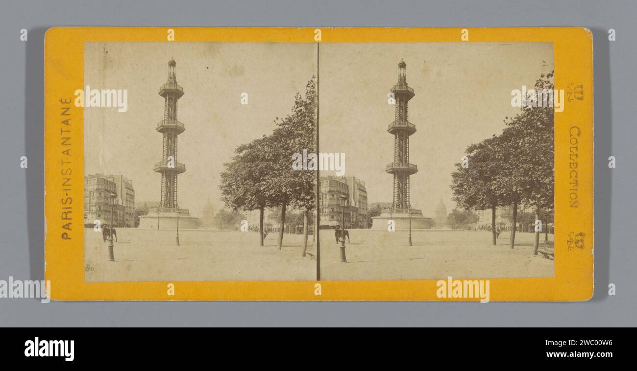 Vue du puits Artésien de Grenelle à Paris, SL, c. 1860 - c. 1885 Stereograph Paris carton. Support photographique Albumen print alimentation en eau et drainage, tuyauterie (en maison ou bâtiment) puits artésiens de Grenelle Banque D'Images