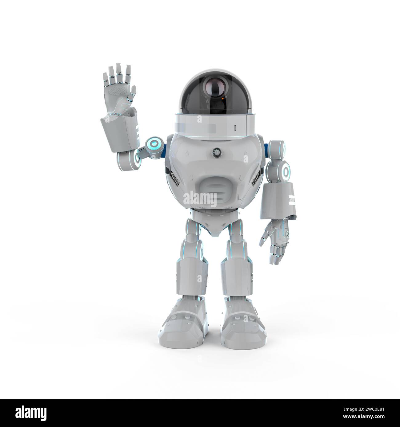 3d rendu mignon et petit robot assistant d'intelligence artificielle avec personnage de dessin animé Banque D'Images