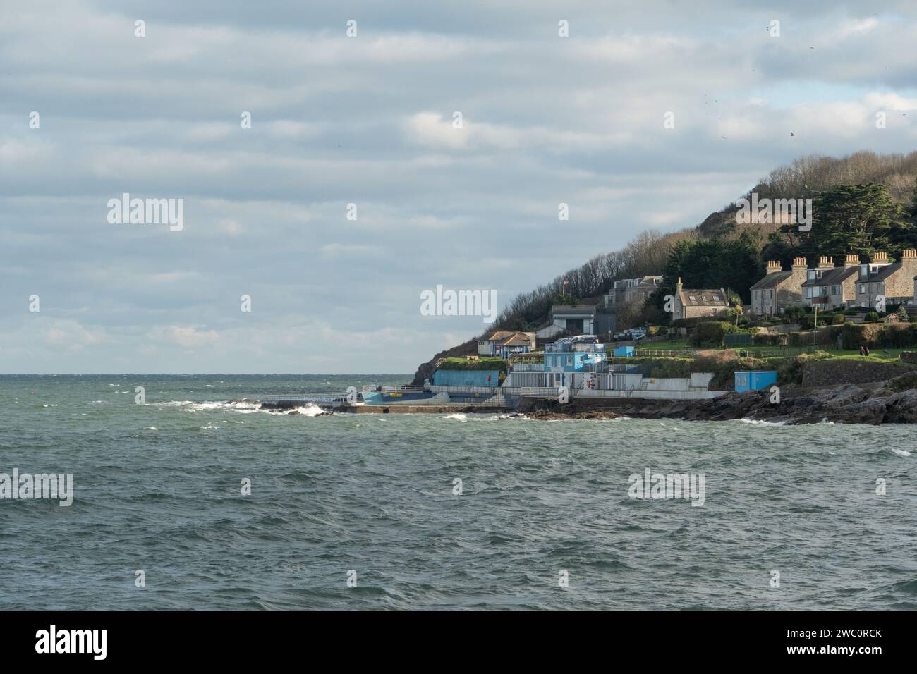 Piscine extérieure du Lido de Brixham, Devon, Royaume-Uni. Banque D'Images