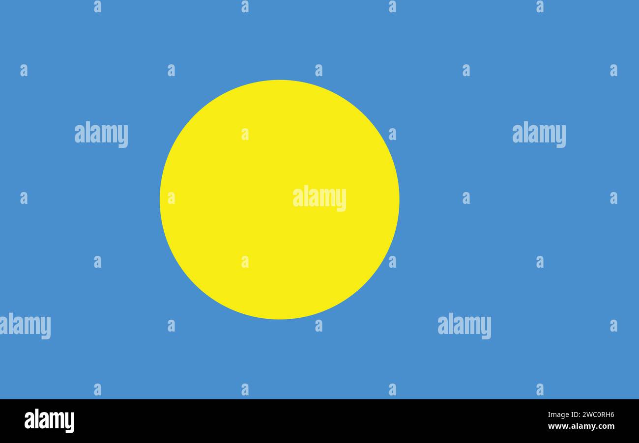 Drapeau haut détaillé de Palau. Drapeau national des Palaos. Océanie. Illustration 3D. Illustration de Vecteur