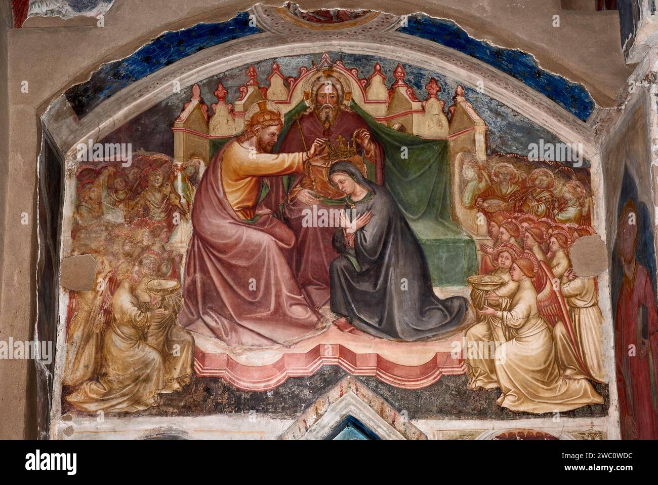 Incoronazione della Vergine - affresco - Martino da Verona - XIV secolo - Verona, chiesa di S. Stefano Banque D'Images