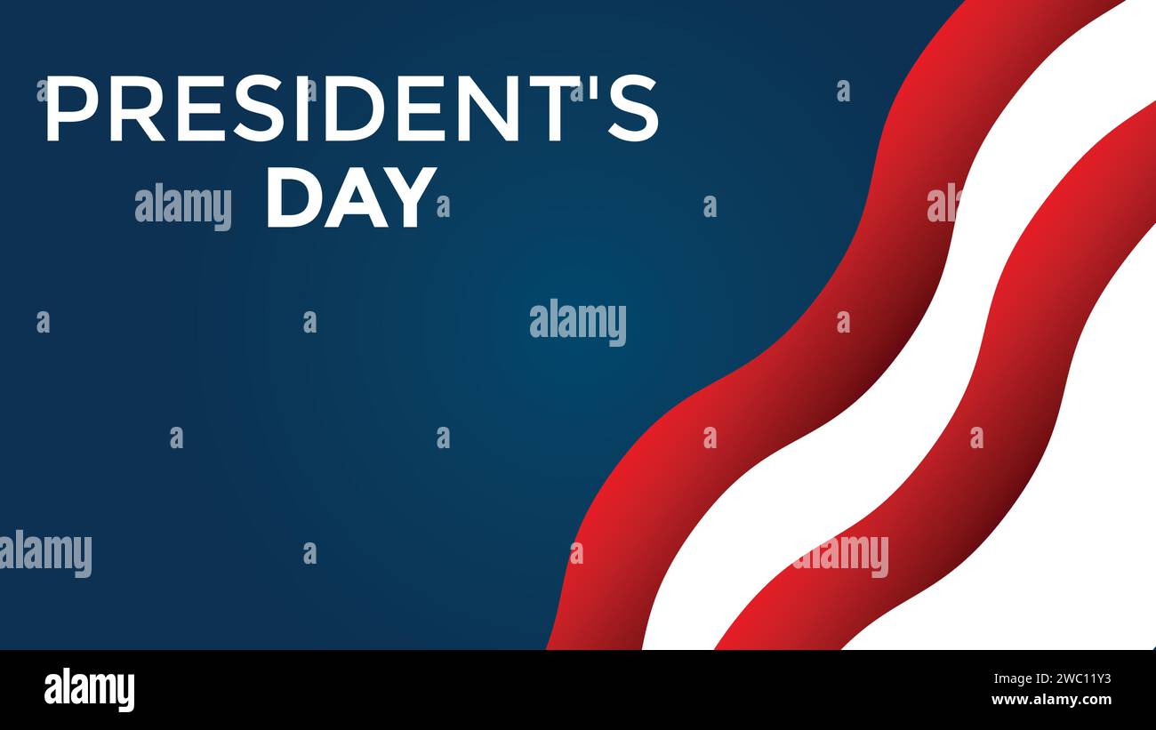 Bannière de célébration de la fête du Président AMÉRICAIN avec drapeau américain agitant. Fond de vacances de la Journée des présidents des États-Unis Illustration de Vecteur