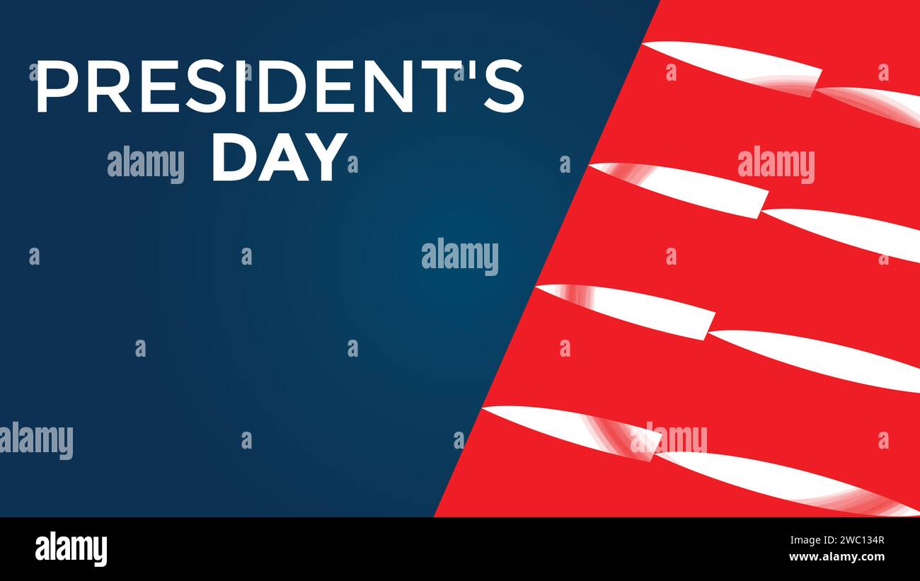 Bannière de célébration de la fête du Président AMÉRICAIN avec drapeau américain agitant. Fond de vacances de la Journée des présidents des États-Unis Illustration de Vecteur