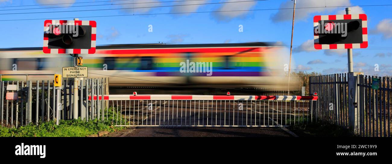 Train Thameslink de classe 700, Holme sans pilote, East Coast main Line Railway, Cambridgeshire, Angleterre, Royaume-Uni Banque D'Images
