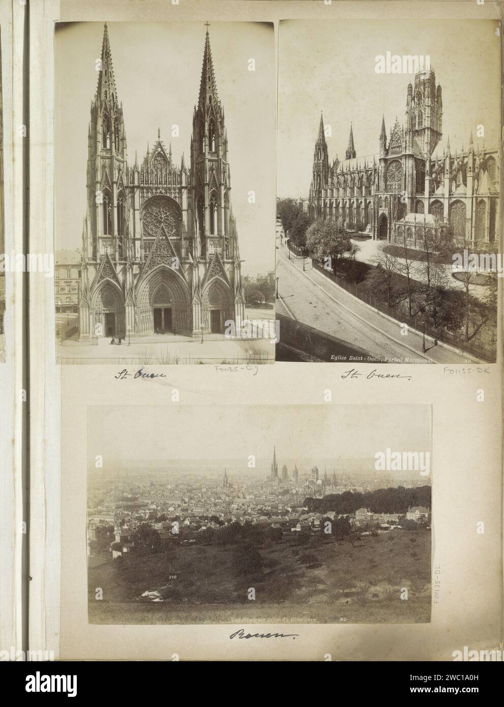 Extérieur de l'église abbatiale de Saint-Ouen à Rouen, 1901 photographie partie de Reisalbum avec des photos de sites en Angleterre et en France. Papier Rouen. support photographique albumen print église (extérieur). parties de l'extérieur de l'église et annexes : tour. Parties de l'extérieur de l'église et annexes : Portail Rouen Banque D'Images