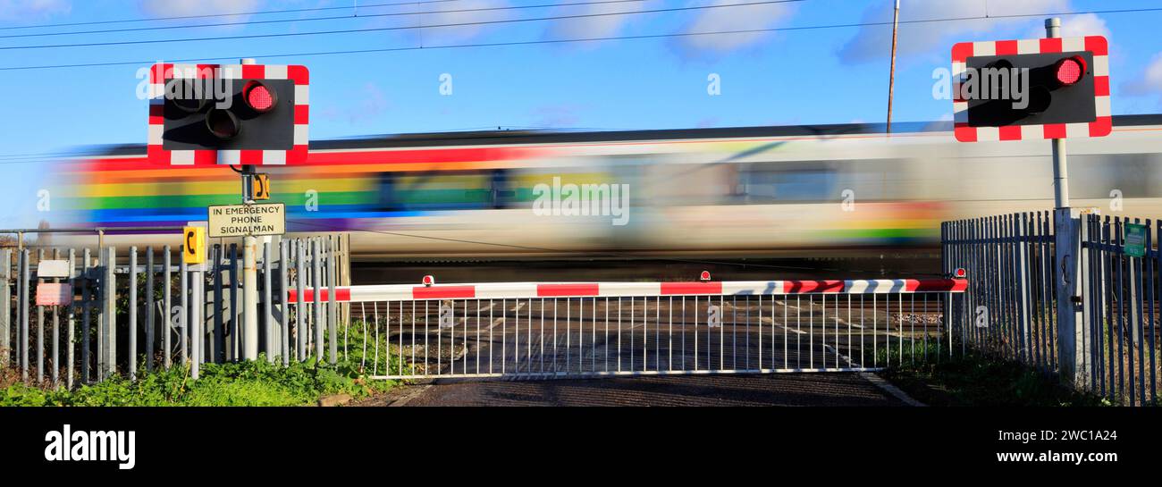 Train Thameslink de classe 700, Holme sans pilote, East Coast main Line Railway, Cambridgeshire, Angleterre, Royaume-Uni Banque D'Images