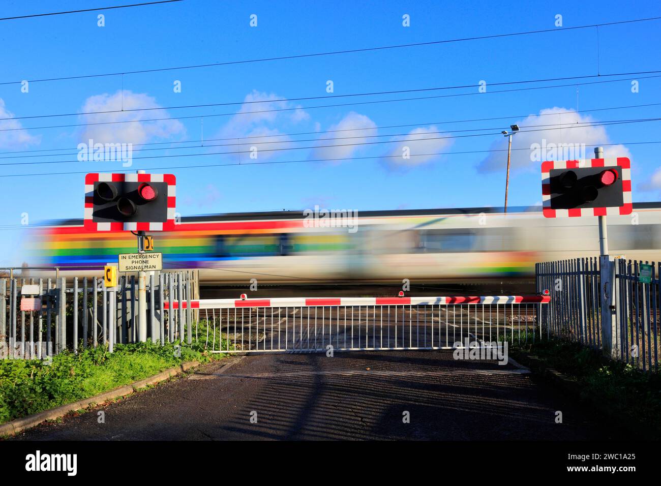 Train Thameslink de classe 700, Holme sans pilote, East Coast main Line Railway, Cambridgeshire, Angleterre, Royaume-Uni Banque D'Images
