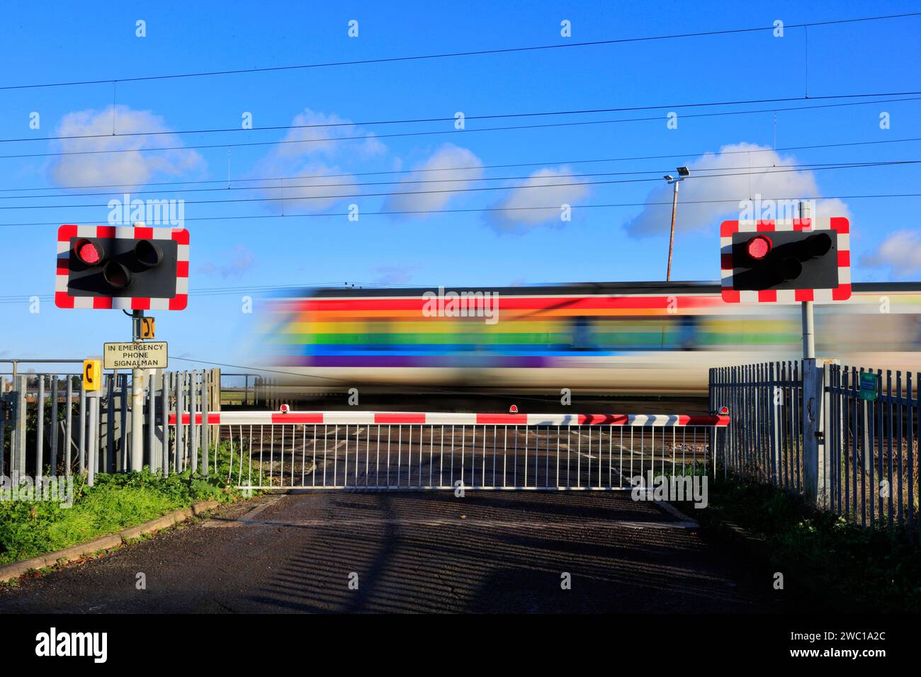 Train Thameslink de classe 700, Holme sans pilote, East Coast main Line Railway, Cambridgeshire, Angleterre, Royaume-Uni Banque D'Images
