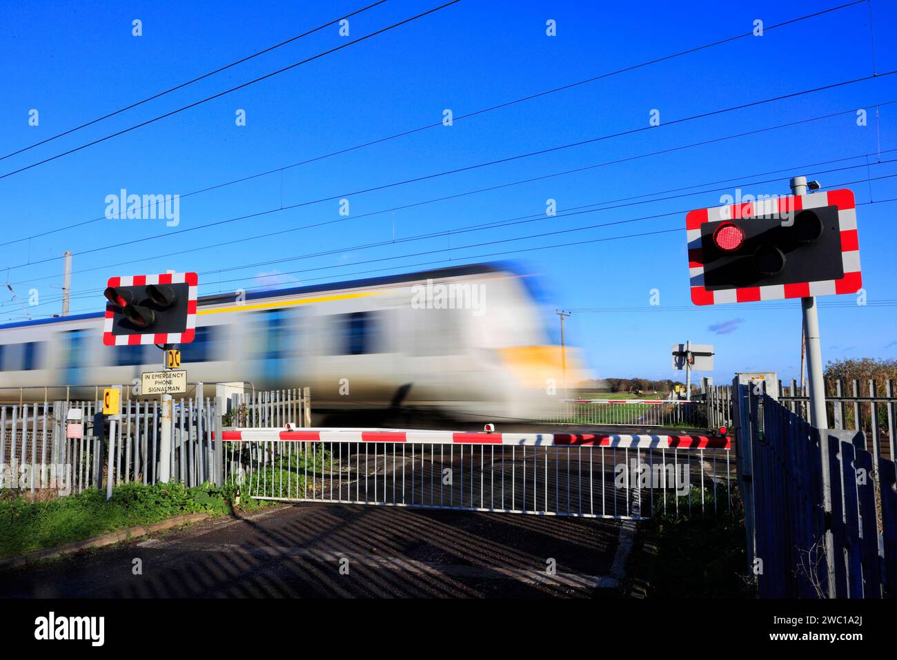 Train Thameslink de classe 700, Holme sans pilote, East Coast main Line Railway, Cambridgeshire, Angleterre, Royaume-Uni Banque D'Images
