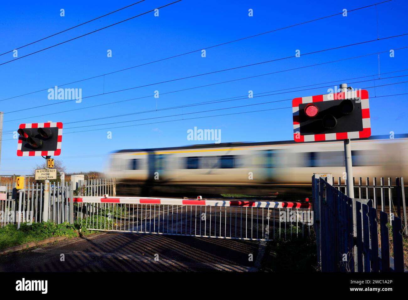Train Thameslink de classe 700, Holme sans pilote, East Coast main Line Railway, Cambridgeshire, Angleterre, Royaume-Uni Banque D'Images