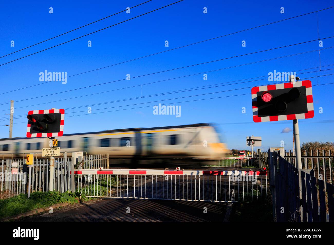 Train Thameslink de classe 700, Holme sans pilote, East Coast main Line Railway, Cambridgeshire, Angleterre, Royaume-Uni Banque D'Images