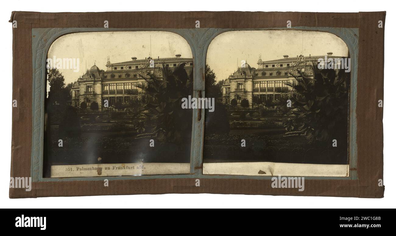 Vue de la Palmenhaus à Francfort-sur-le-main, Anonyme, 1900 - 1940 Stereography Frankfurt am main Cardboard. Jardin botanique en métal gélatine argentée, 'Hortus Botanicus' Palmengarten Frankfurt Banque D'Images