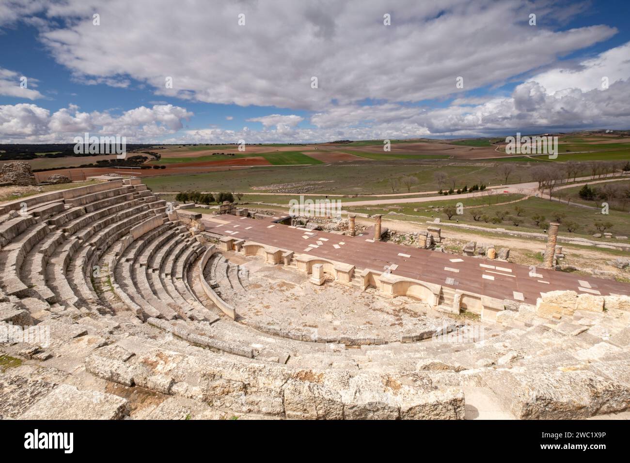 Teatro romano, parque arqueológico de Segóbriga, Saelices, Cuenca, Castilla-la Mancha, Espagne Banque D'Images