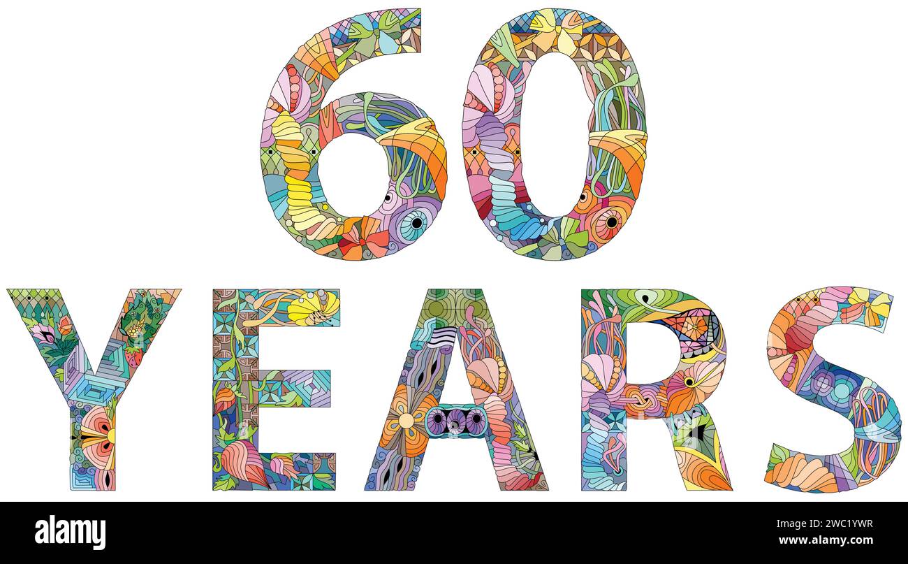 Badge ou étiquette anniversaire. 60e élément de conception de célébration et de félicitations. Illustration de Vecteur