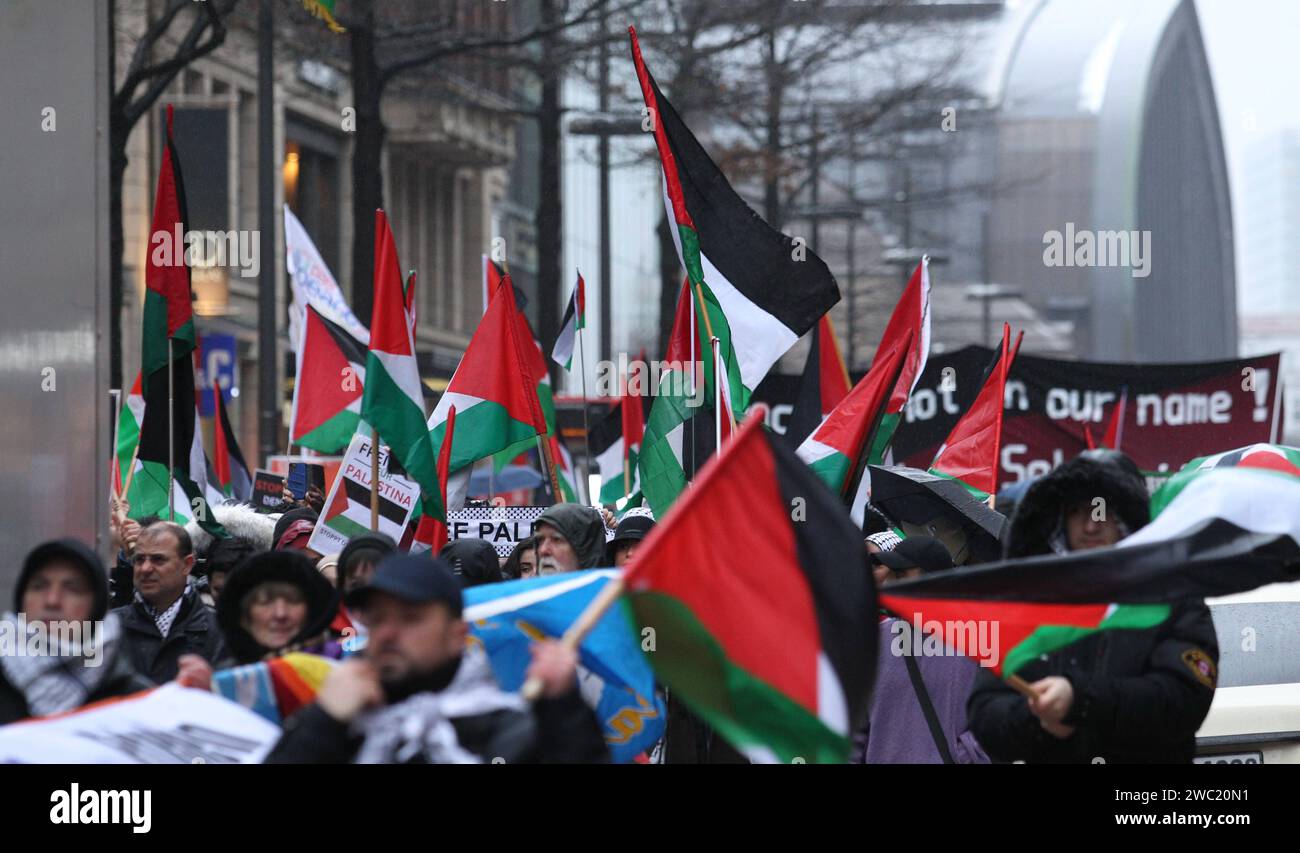 Pro-palästinensische manifestation gegen das militärische Eingreifen Israels à Gaza. Hunderte von Demonstranten zogen am Samstagnachmittag von St. Georg aus durch die Hamburger Innenstadt. Altstadt Hamburg *** manifestation pro-palestinienne contre l'intervention militaire israélienne à Gaza des centaines de manifestants ont défilé de St Georg à travers le centre-ville de Hambourg samedi après-midi Vieille ville de Hambourg Banque D'Images
