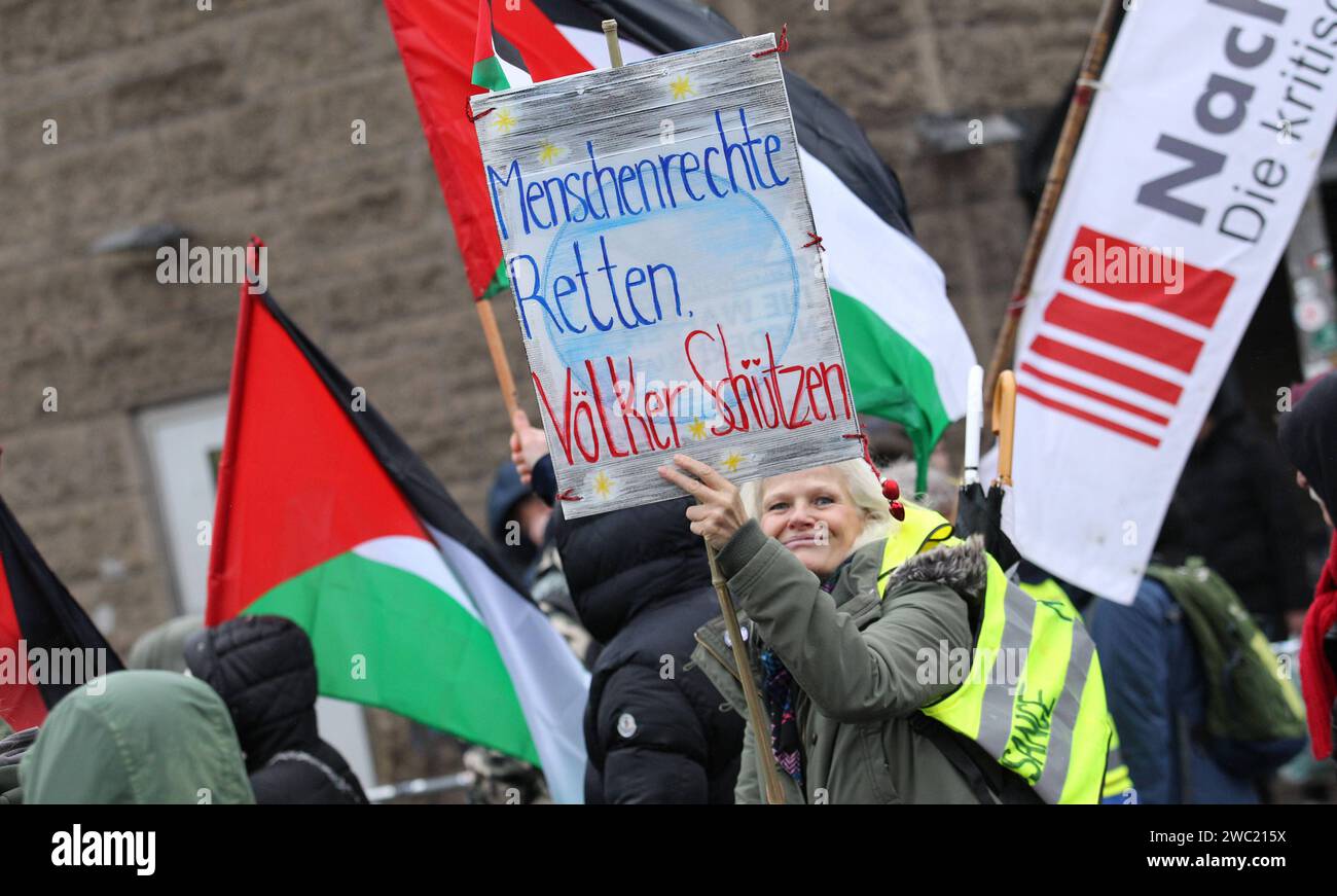 Pro-palästinensische manifestation gegen das militärische Eingreifen Israels à Gaza. Hunderte von Demonstranten zogen am Samstagnachmittag von St. Georg aus durch die Hamburger Innenstadt. Altstadt Hamburg *** manifestation pro-palestinienne contre l'intervention militaire israélienne à Gaza des centaines de manifestants ont défilé de St Georg à travers le centre-ville de Hambourg samedi après-midi Vieille ville de Hambourg Banque D'Images