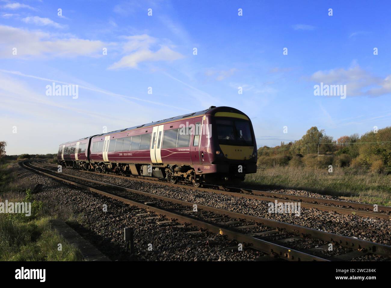 170509 EMR Regional, Whittlesey Town, Fenland, Cambridgeshire, Angleterre Banque D'Images