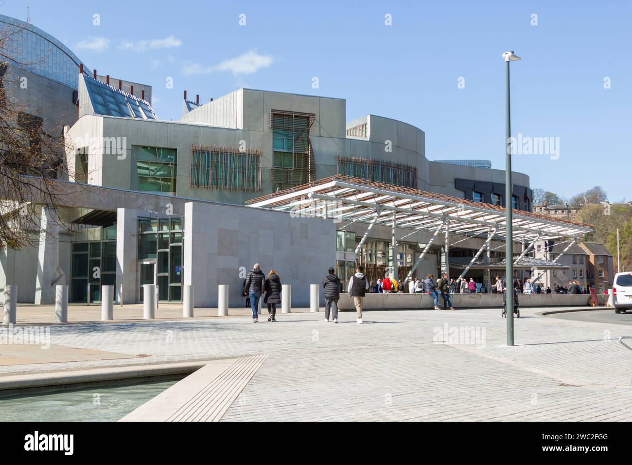 Édimbourg, Écosse, Royaume-Uni. 19 avril 2023. ROYAUME-UNI. Le bâtiment du Parlement écossais, Édimbourg. Banque D'Images