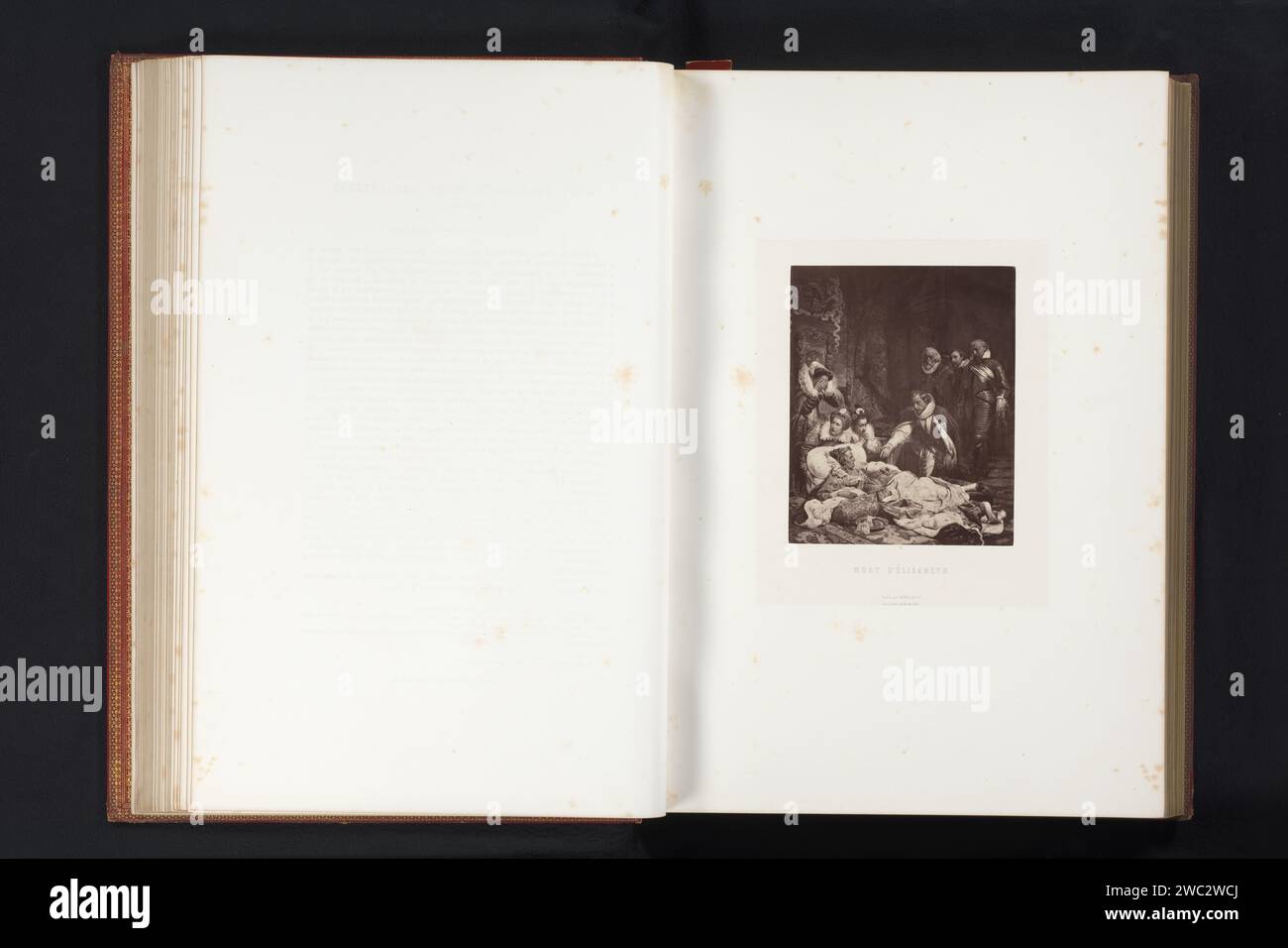 Production photographique d'une peinture de la mort de la reine Elisabeth I d'Angleterre par Paul Delaroche, Robert Jefferson Bingham, d'après Paul Delaroche, c. 1853 - dans ou avant 1858 photographie papier de Paris. albumen print / gravure deathbed. reine Banque D'Images