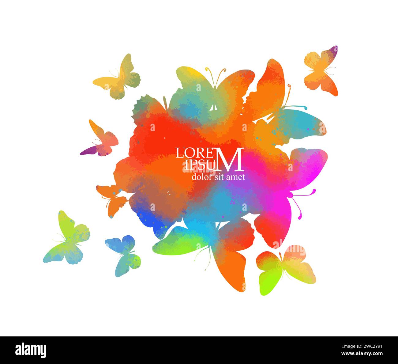 Papillons aquarelle colorés abstraits. dessin à la main. Pas IA. Illustration vectorielle Illustration de Vecteur