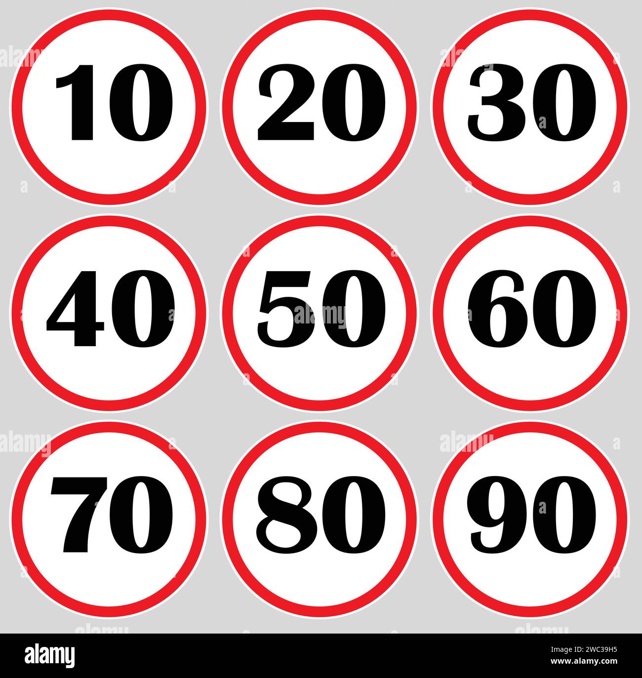 Signe numérique, signe de vitesse, indication de limite Illustration de Vecteur