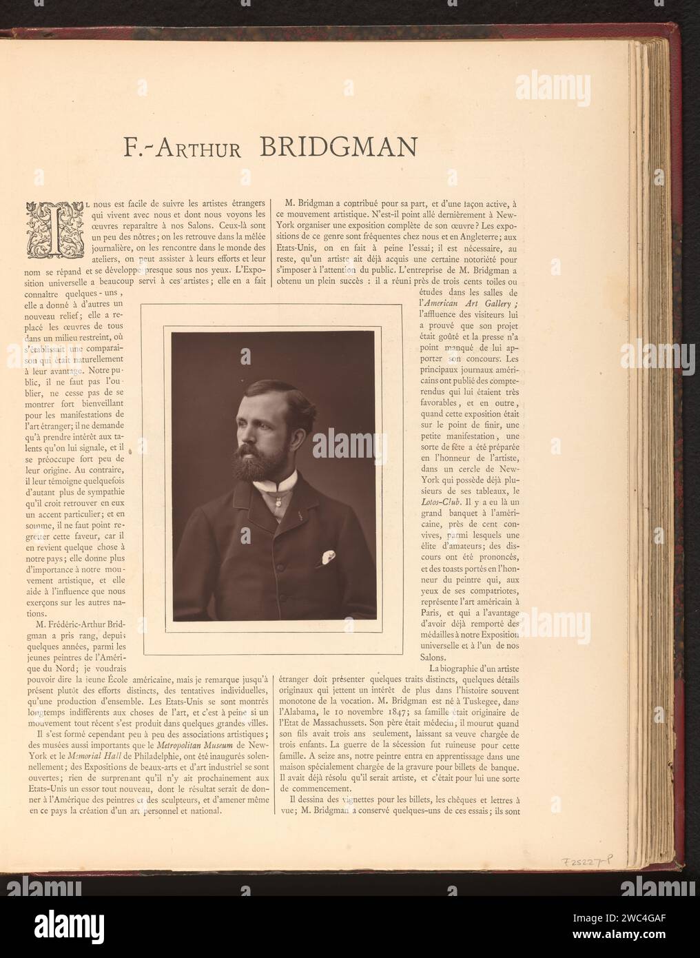 Portret van Frederick Arthur Bridgman, anonyme, c. 1877 - dans ou avant 1882 papier d'impression photomécanique personnes historiques Banque D'Images