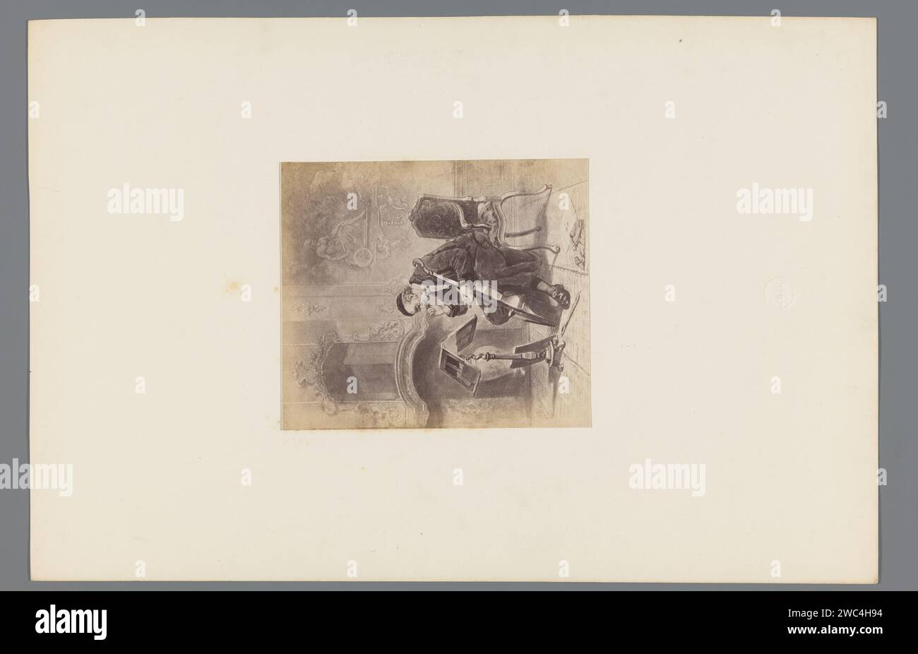 Production photographique de la peinture 'First a Pinch' de Johannes Vetten, Binger & Chits, d'après Johannes Vetten, c. 1866 - en 1871 ou avant la photographie papier albumen print alto, violoncelle ; contrebasse Banque D'Images