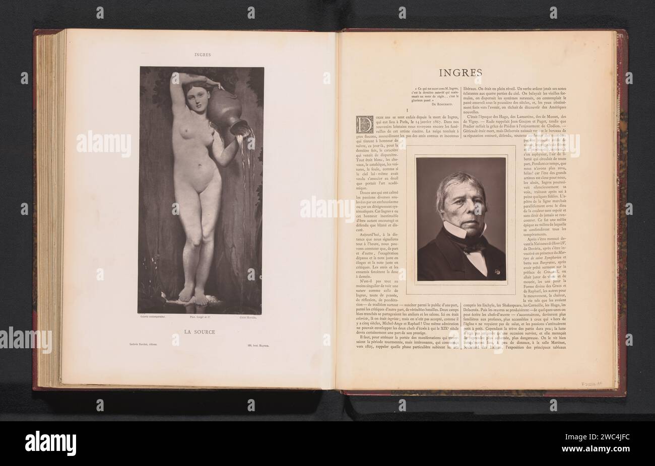 Reproduction van la Source porte Jean Auguste Dominique Ingres, Charles Marville, d'après Jean Auguste Dominique Ingres, c. 1873 - en 1878 ou avant la peinture sur papier photomécanique, le dessin et les arts graphiques 'décolleté'. récipient de céramique : pot, cruche, pot, vase Banque D'Images