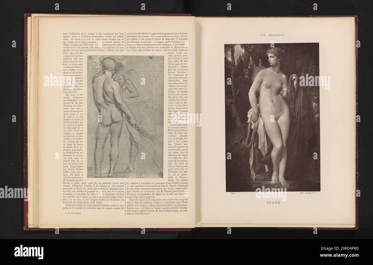 Production photographique du tableau 'Diane' de Jules-élie Delaunay, Goupil & Cie., d'après Jules-élie Delaunay, c. 1878 - dans ou avant 1883 papier photomécanique Diana bain Banque D'Images