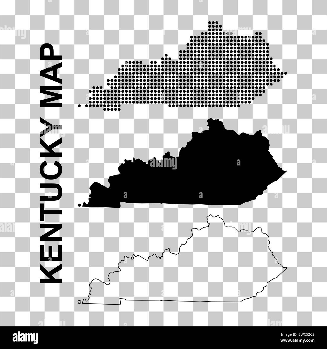 Ensemble de cartes du Kentucky, états-unis d'amérique. Illustration vectorielle de l'icône de concept plat . Illustration de Vecteur