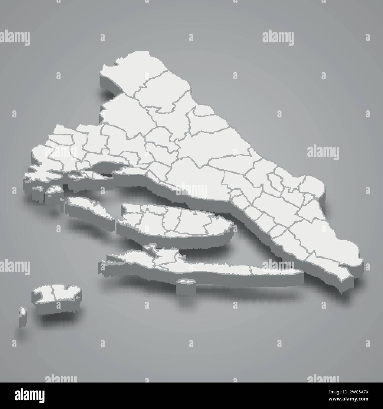 Carte isométrique 3d de Split-Dalmatie est un comté de Croatie, illustration vectorielle Illustration de Vecteur