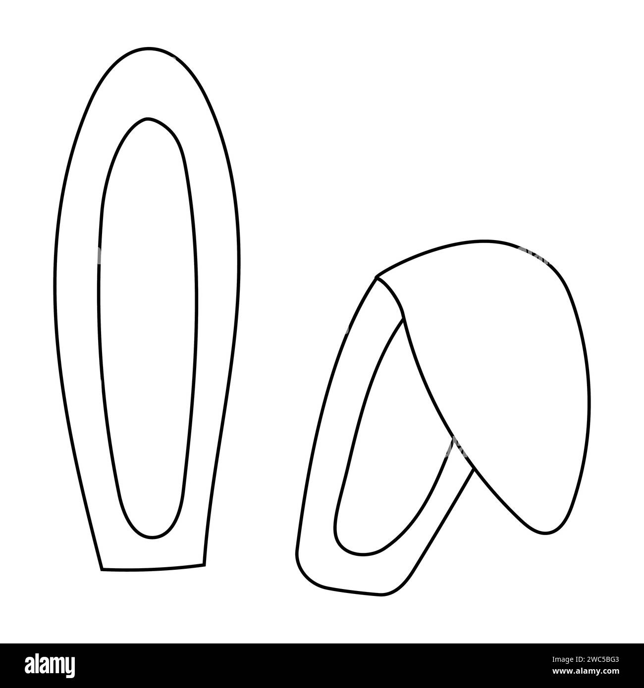 oreilles de lièvre de pâques couleur icône de chasse élément vecteur illustration ligne doodle Illustration de Vecteur
